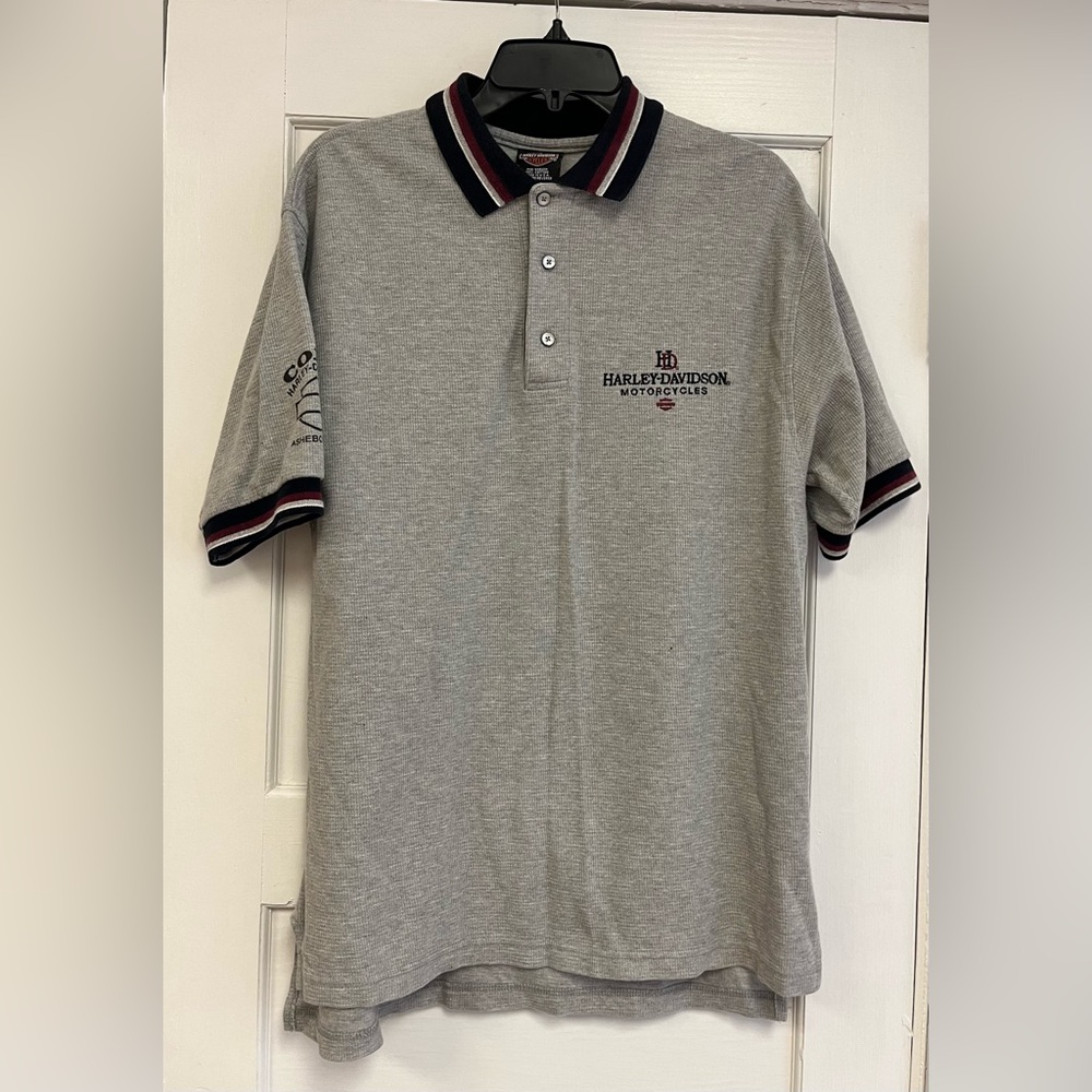 Harley Davidson Gray Polo Shirt (men's Large) Cox's Asheboro, NC